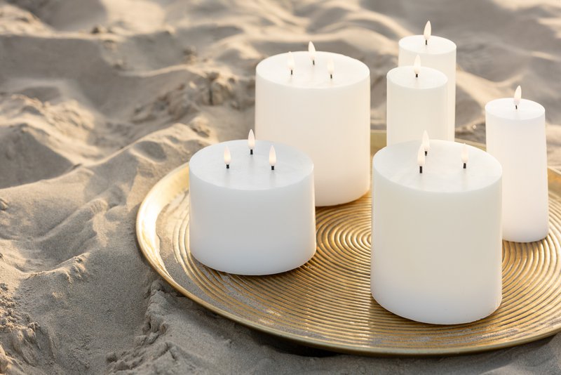 J-Line candle - white - medium - LED lights