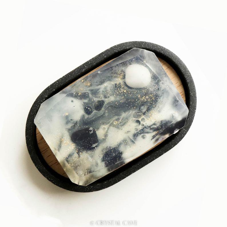 Gemstone Soap - Yin Yang - Snowflake Obsidian and Snow Quartz