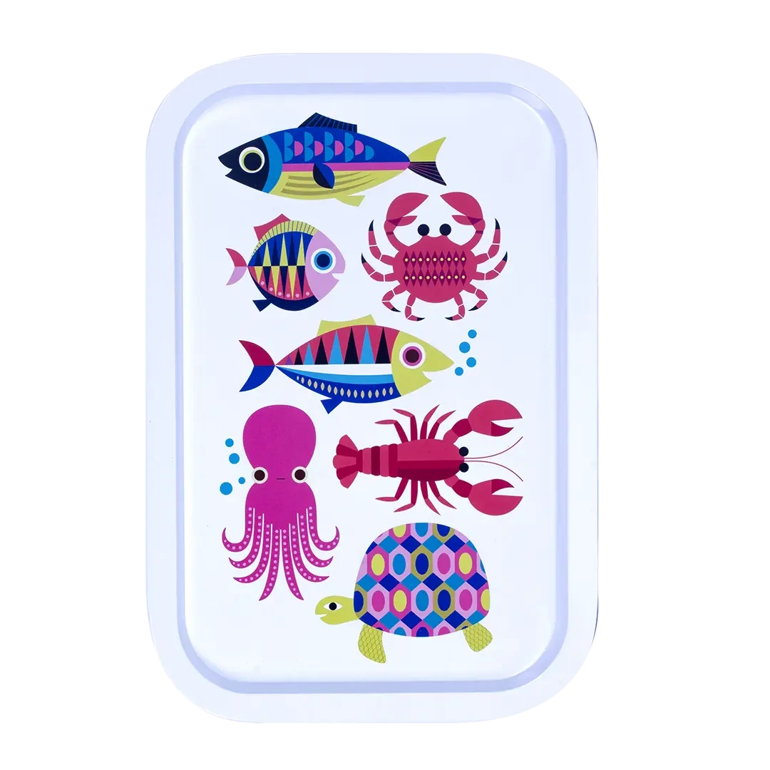 Kitsch Kitchen rechteckiges Blechtablett Sealife weißes Meer