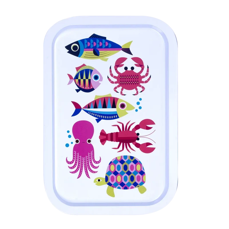 Kitsch Kitchen rechteckiges Blechtablett Sealife weißes Meer