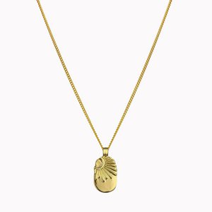 Gold link chain with sun charm