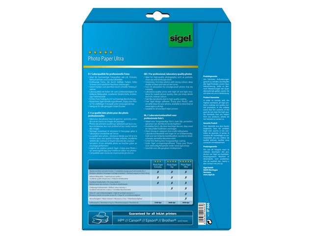 Inkjetfotopapier Sigel A4 Ultra 190grs superwit 20 vel zijdemat
