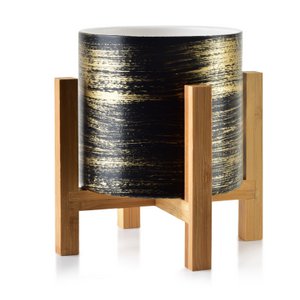 AVA Flowerpot 12.5x12.5xH:11.7cm on stand black and gold