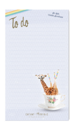 A to-do list notepad featuring a whimsical giraffe illustration, perfect for keeping track of daily tasks and reminders.