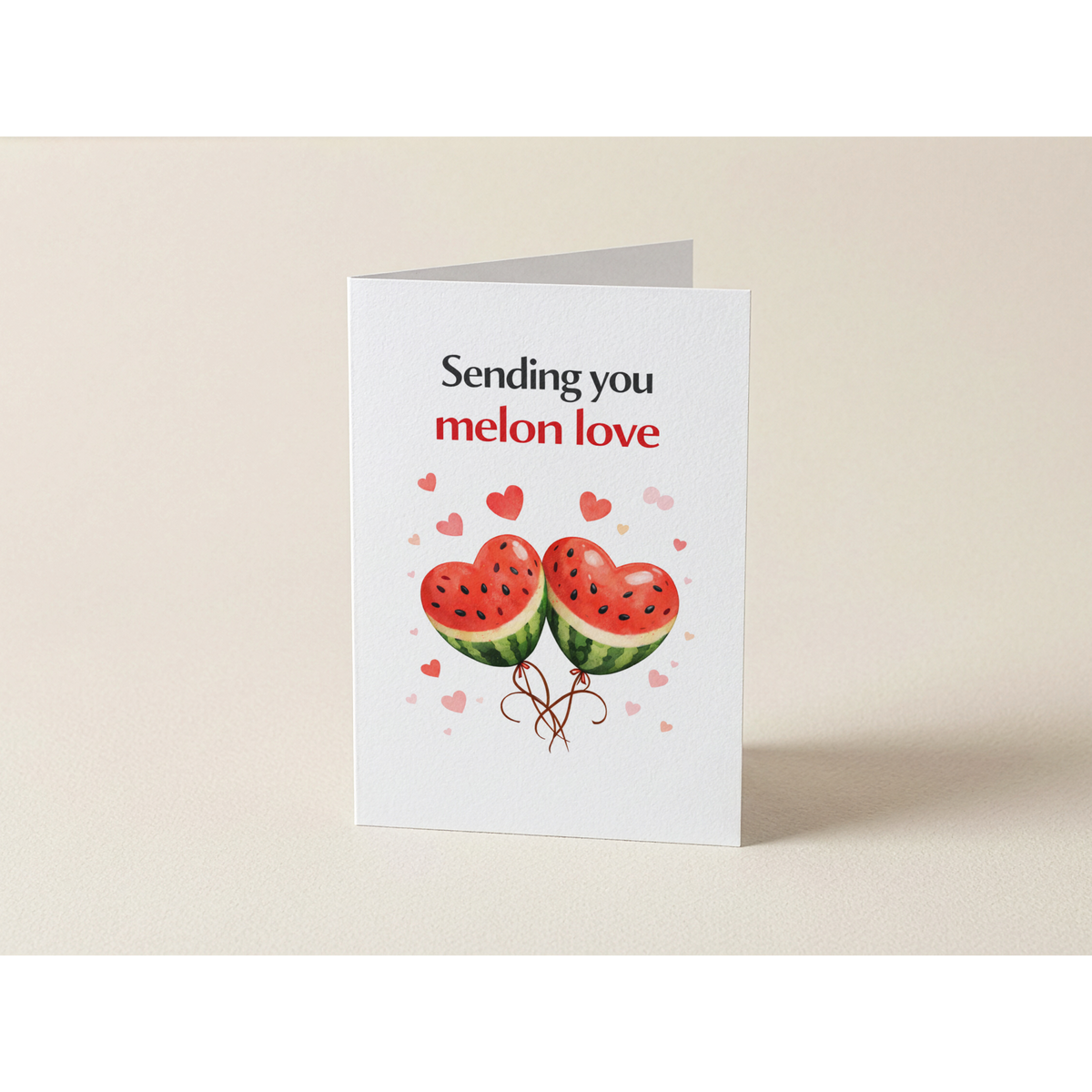 Wenskaart - Sending you melon love - Meloenhartjes ballonnen