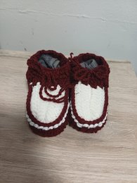 Handgehaakte Babyslofjes Classic Diep Rood- Uniek, Zacht & Hoge Kwaliteit