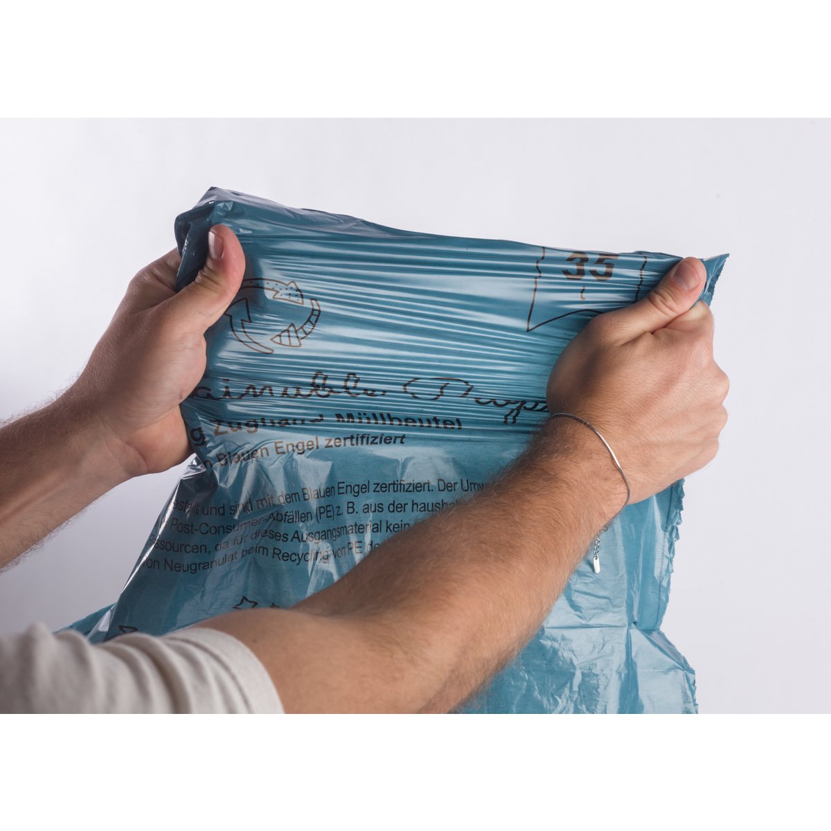Recycelte Kordelzug-Müllsäcke 35l, Blauer Engel zertifiziert
