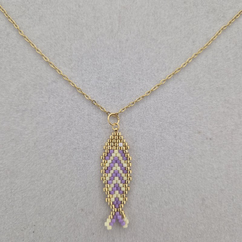 Collar con pez Miyuki - Amarillo Morado