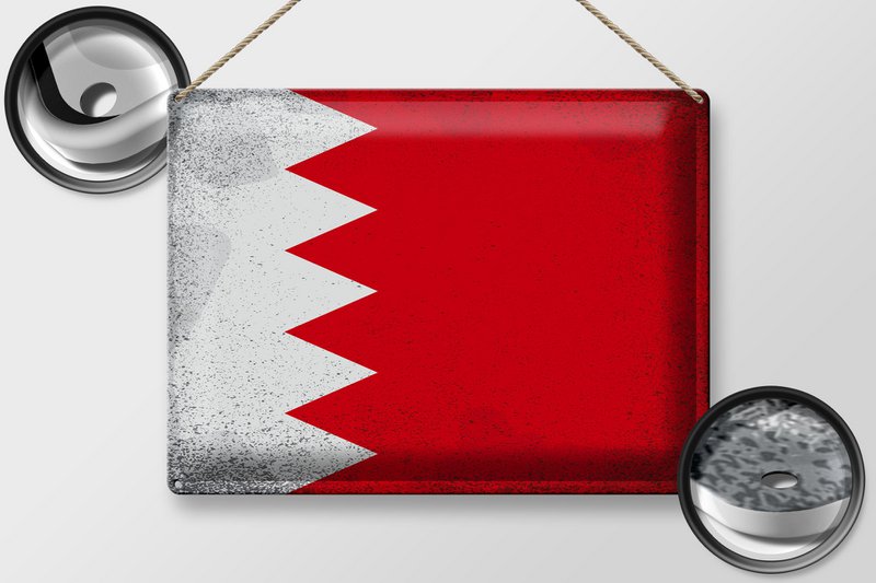 Tin Sign Flag Bahrain 40x30cm Flag of Bahrain Vintage