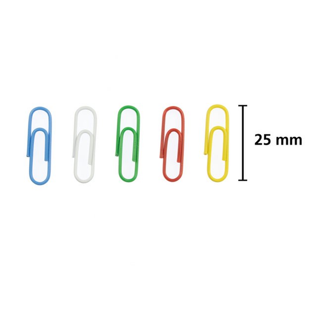 Paper clips Kangaro 25 mm in box around 200 pieces, assorted colours