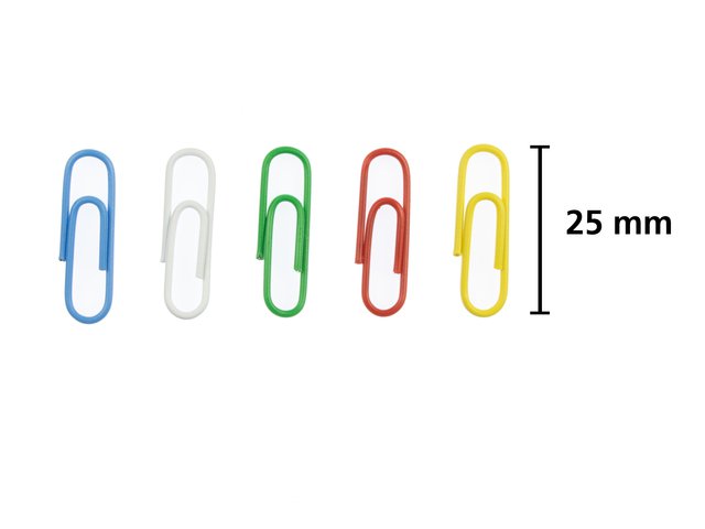 Clips Kangaro 25 mm en caja de 200 unidades aproximadamente, colores surtidos