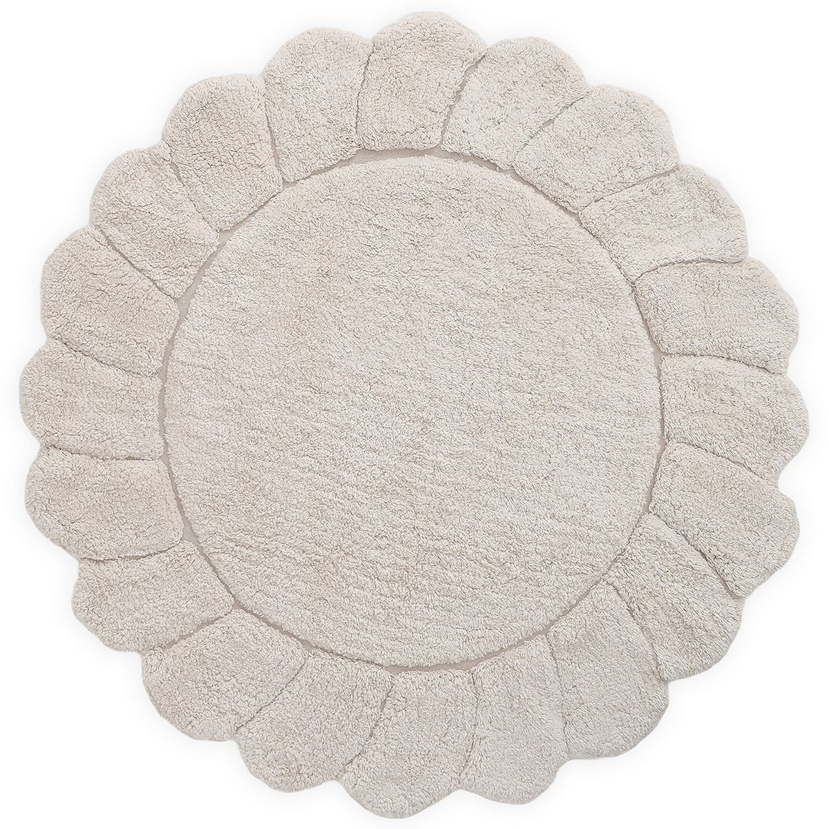 Tapis chambre enfant coton lavable rond finition "pétales" GABRIELLE