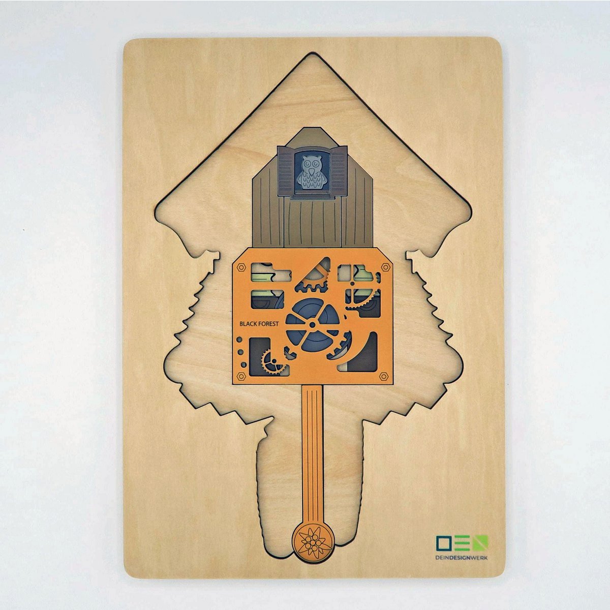 Doorkijkpuzzel: koekoeksklok uit het Zwarte Woud | Meerlaagse houten puzzel voor het hele gezin | Cadeau voor liefhebbers van het Zwarte Woud