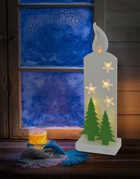LED decorative light "candle" 40 cm high, made of metal and plastic, including timer and on/off switch, warm white light
