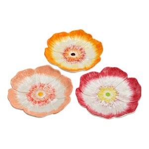 Deco -plaatbloem gemaakt van keramiek, drievoudig, oranje/roze (b/h/t) 22x3x22cm