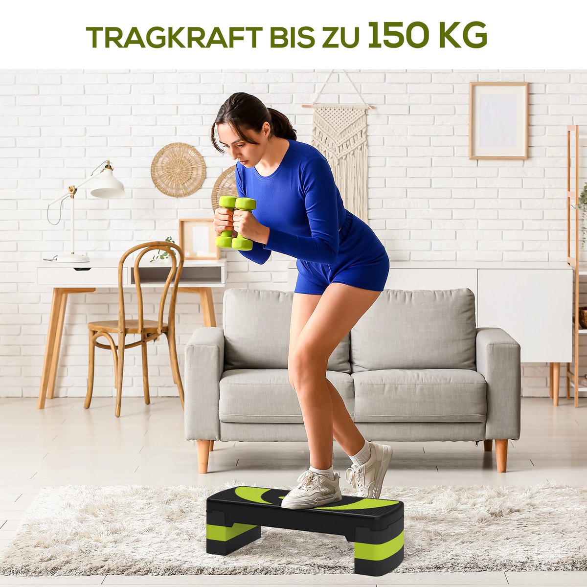 Aerobic stepper 3-stage height adjustable 80 x 31 x 20 cm black + gray