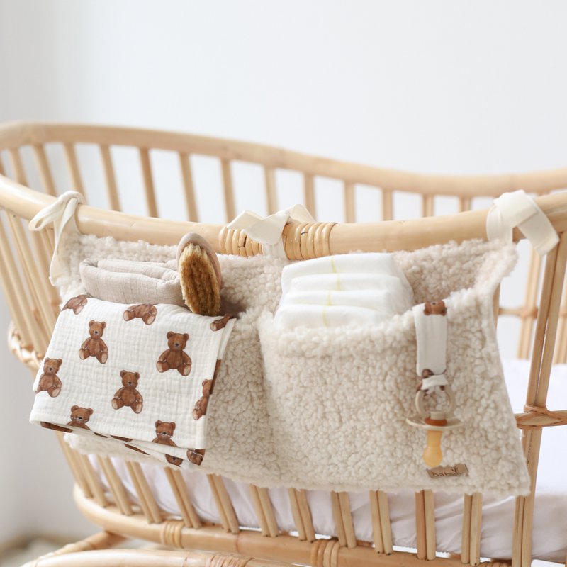 Organizer per culla - Teddy - Borsa per lettino a 2 colori, organizer per pannolini per bambini