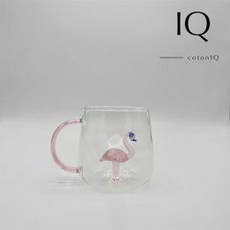Glazen beker met 3D figuur-flamingo-380 ml