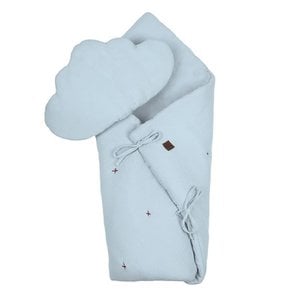 BIO muslin QUILT with pillow BABY HORN Blue