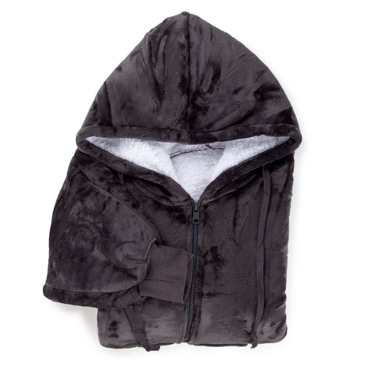 Vitapur - Couverture à capuche avec fermeture éclair + chaussettes - Gris