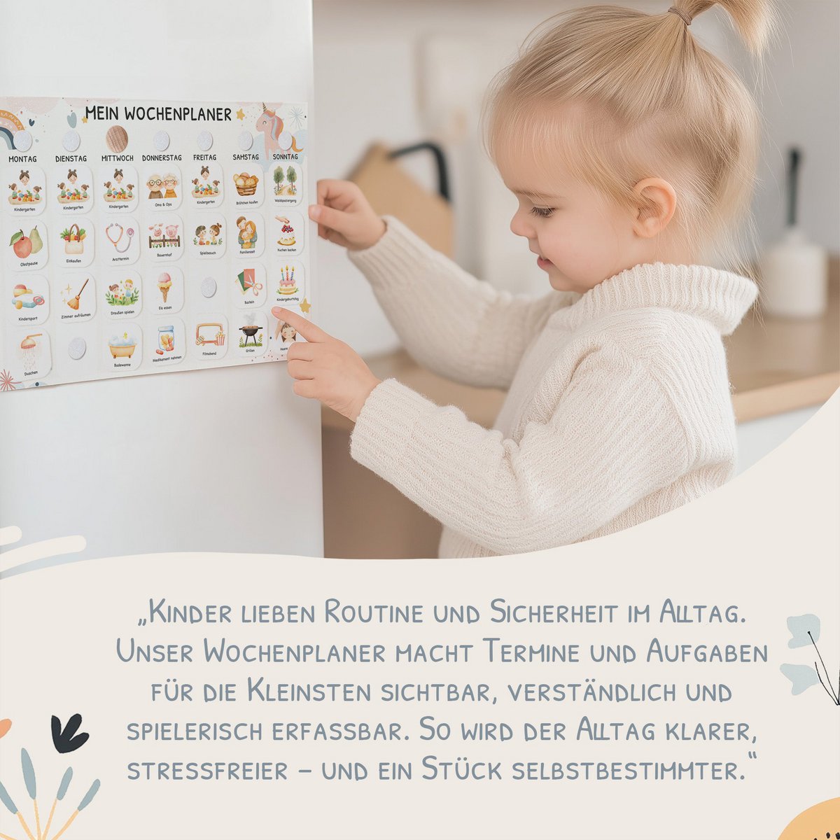 Weekly planner children including 350 routine cards - motif unicorn