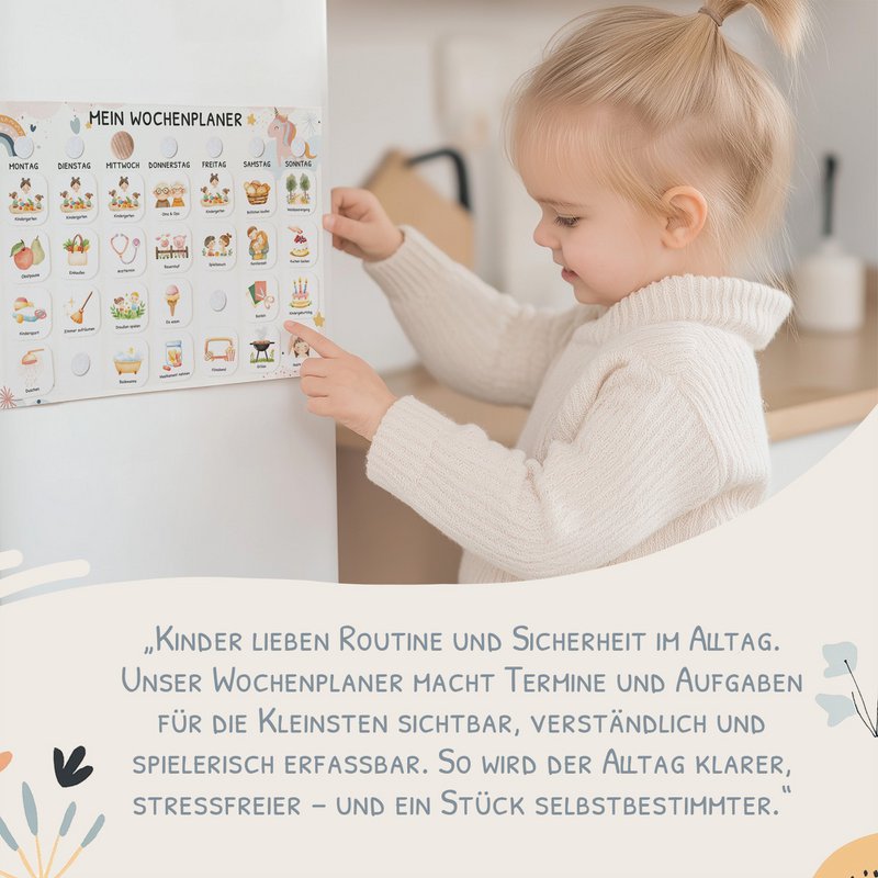 Weekly planner children including 350 routine cards - motif unicorn