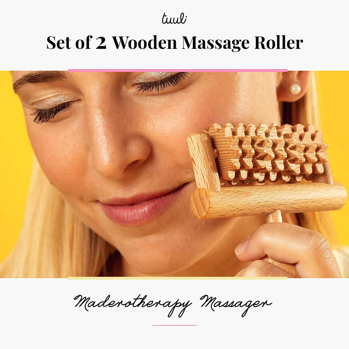 Set di massaggi per il corpo in legno Derma Roller per viso collo braccio mano