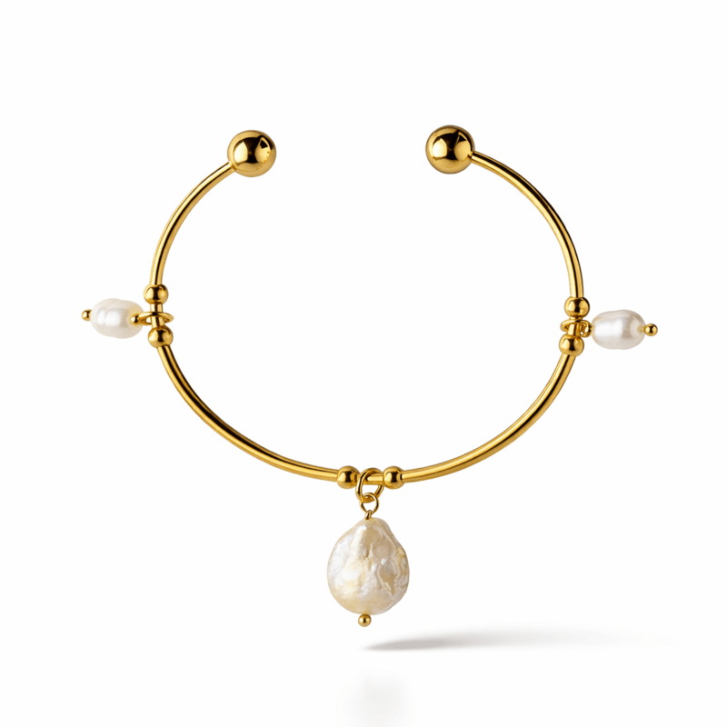 Bianca Mare - Bracciale rigido con Perle
