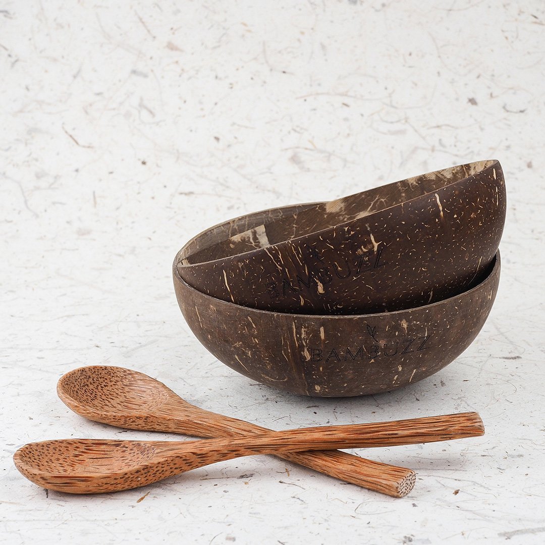 Coconut Bowl Set | 2 bowls and 2 spoons