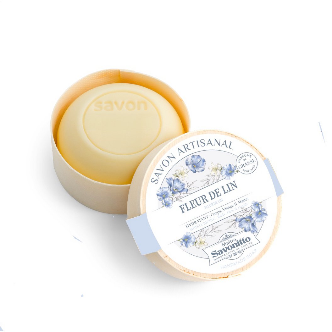 Linen Flower Soap In Wooden Box 100g