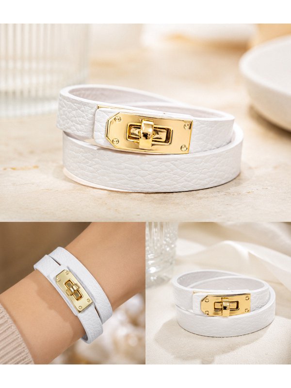 Echt lederen twist dubbele wikkelarmband, gemaakt in Italië, art. 602003