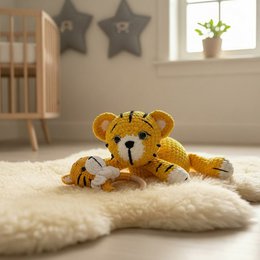 Nuvinokids® Handmade Tiger Cuddly Toy and Teething Set of 100% Cotton