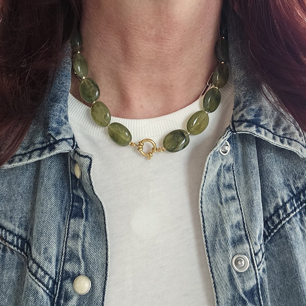 Collier de perles ovales pépite XL