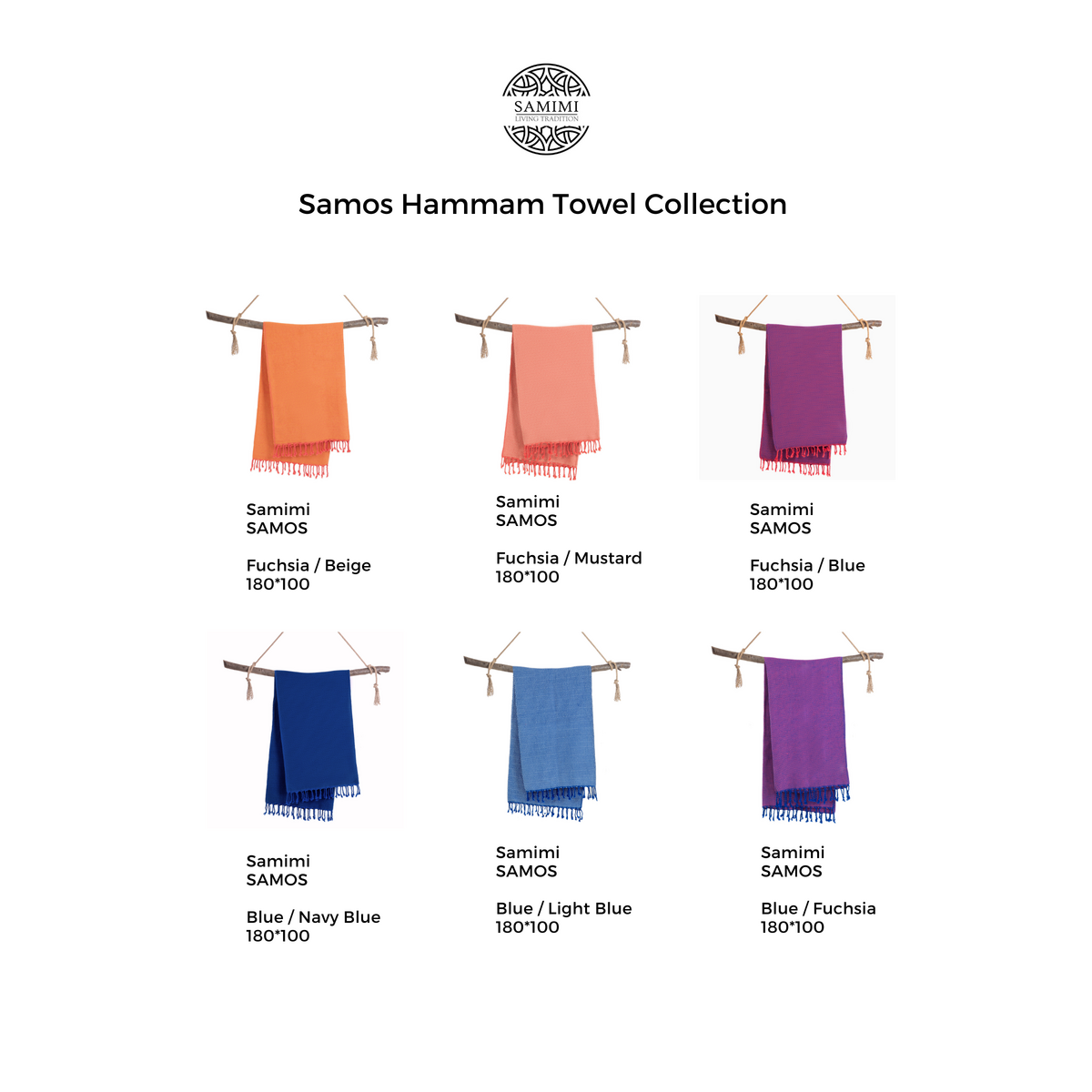 Asciugamano Spa Hammam in cotone SAMOS – Senza sabbia e compatto – Fucsia / Beige - 180x100 cm