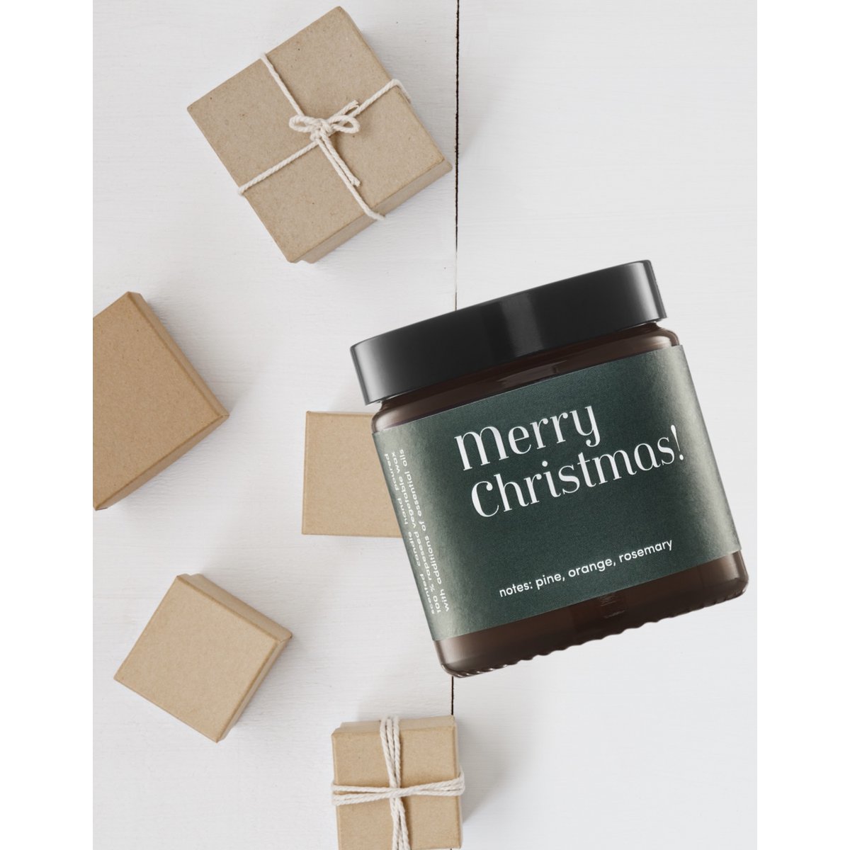 Merry Christmas Duftkerze „Tanne“, 100 % natürliches Rapswachs, 120 g