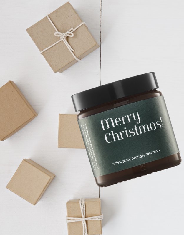 Merry Christmas "Fir" scented candle 100% natural rapeseed wax 120g