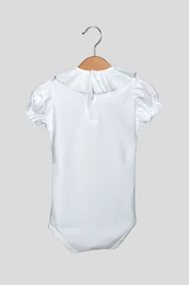 Babybroderet bodysuit med flæsekrave, kortærmet, pige