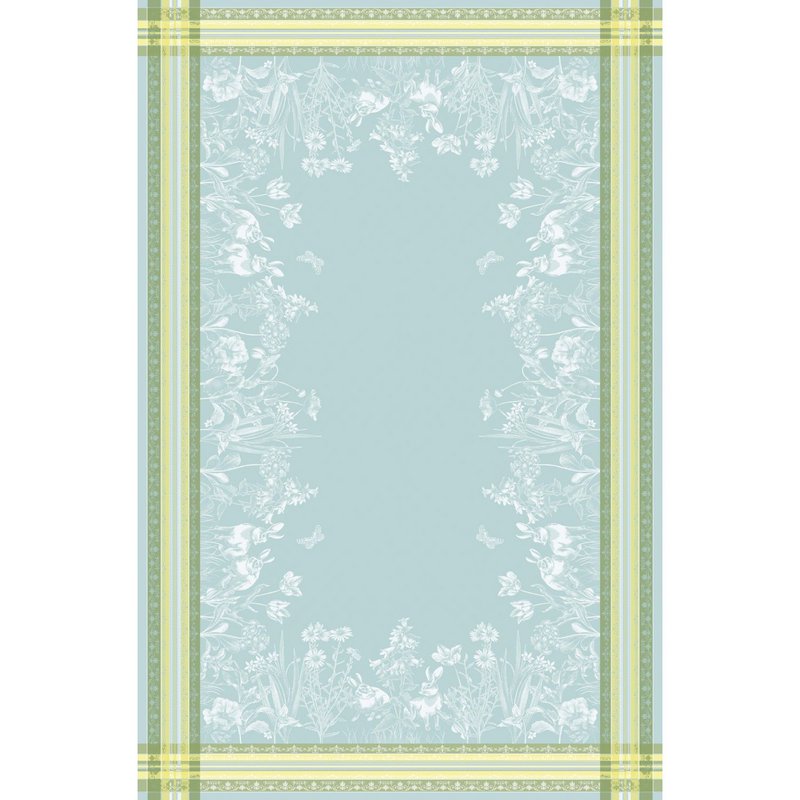 Tovaglia in lino Coniglietto pasquale - blu-verde-giallo