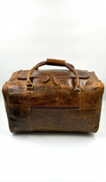 Håndlavet rejsetaske i nødstedt brunt læder – Artisan "Crumpled Effect" Weekender & Unisex Duffle