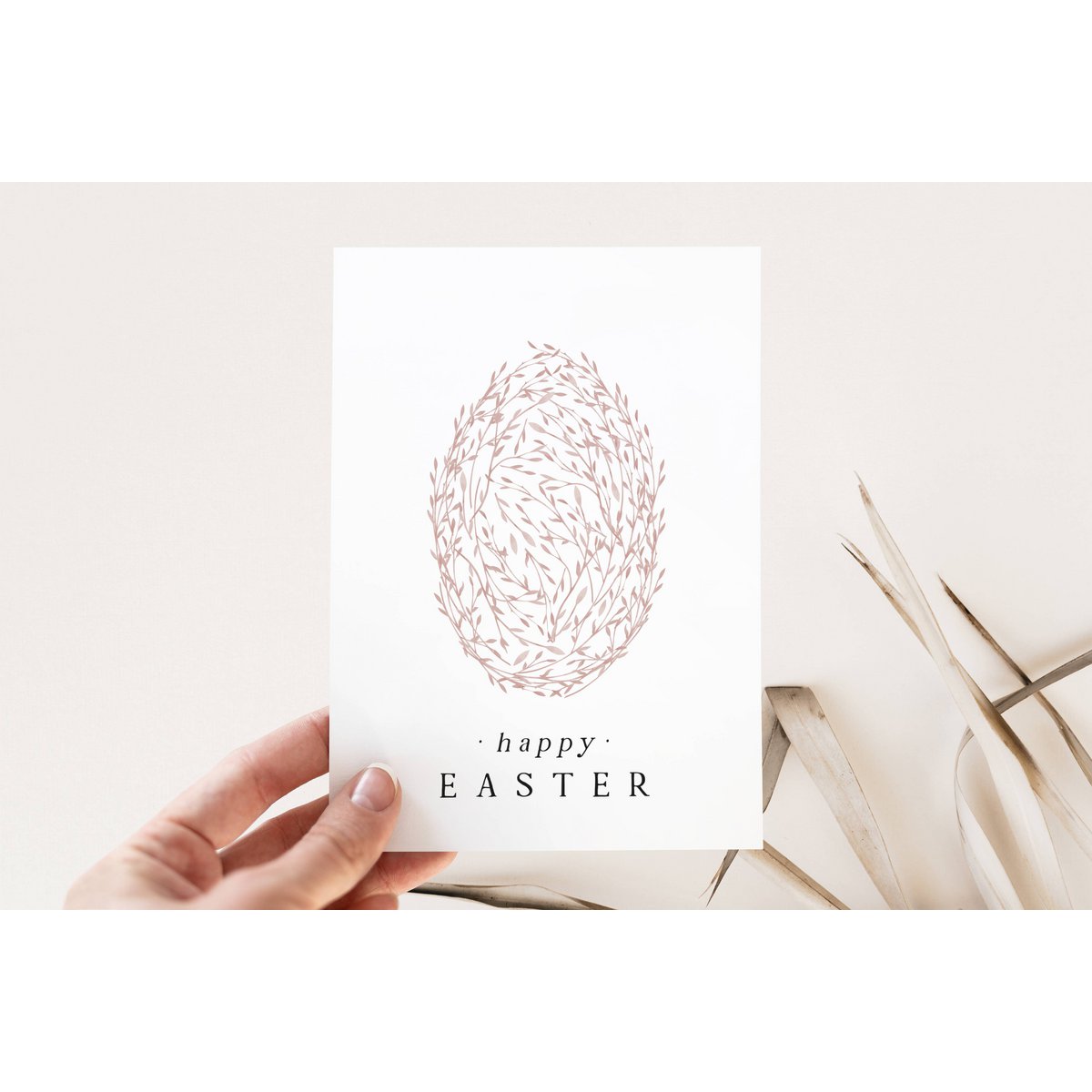 Tarjeta de Pascua - huevo de Pascua floral rosa, postal Feliz Pascua, tarjeta A6