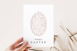 Tarjeta de Pascua - huevo de Pascua floral rosa, postal Feliz Pascua, tarjeta A6