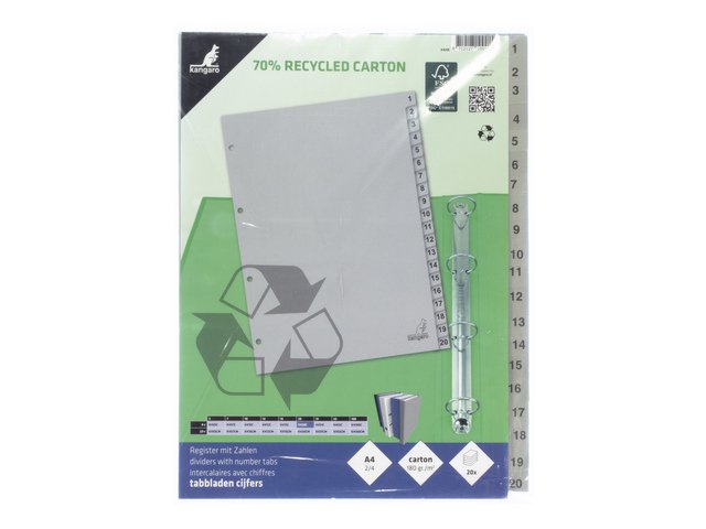ECO Tab Kangaro A4 numbers 180gr gray cardboard 4r 20pcs FSC