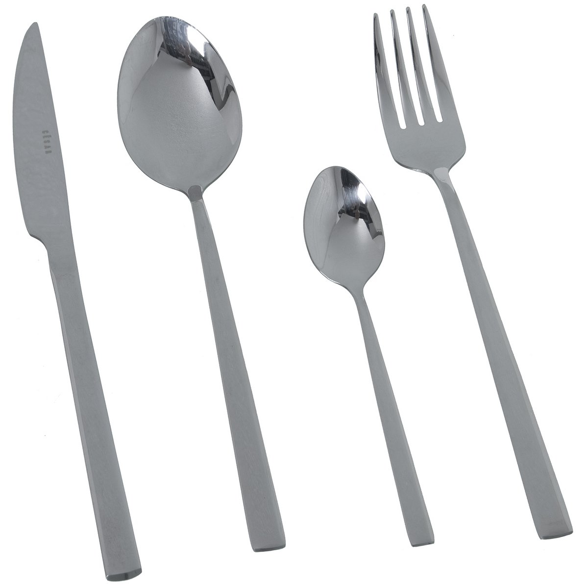 SET VAN 24 BESTEK ROESTVRIJ STAAL 18/10 GLOSS-SILVIA VAATWASSER GESCHIKT CU313