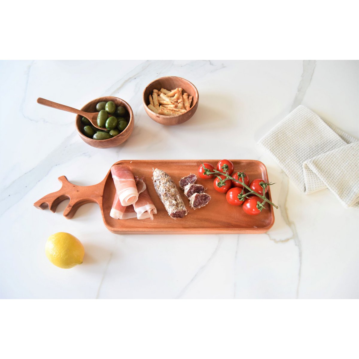 Khaya Wood - Antler Serving Tray