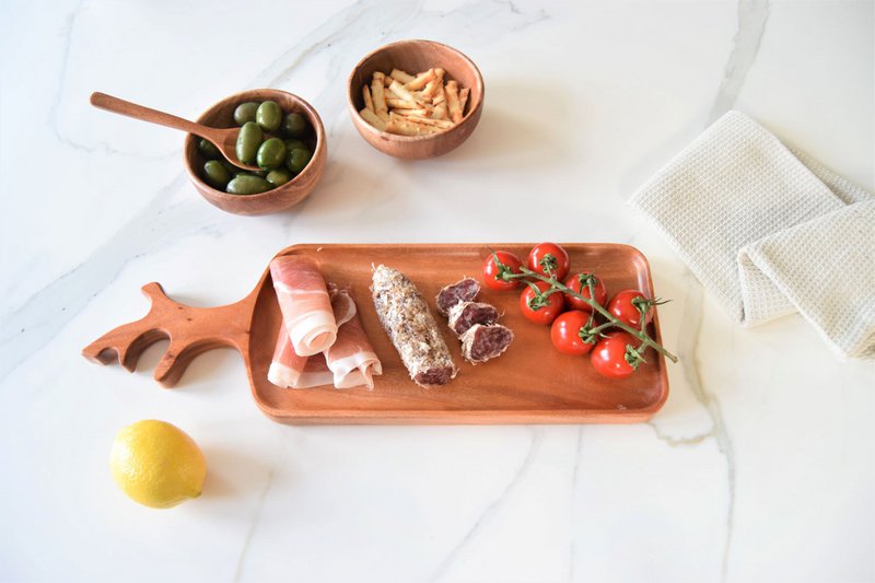 Khaya Wood - Antler Serving Tray