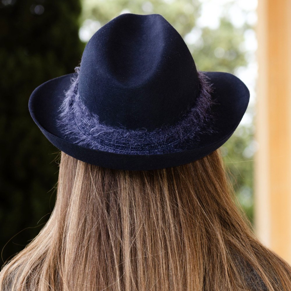 FELT HAT - mohair ribbon, unstitched edge
