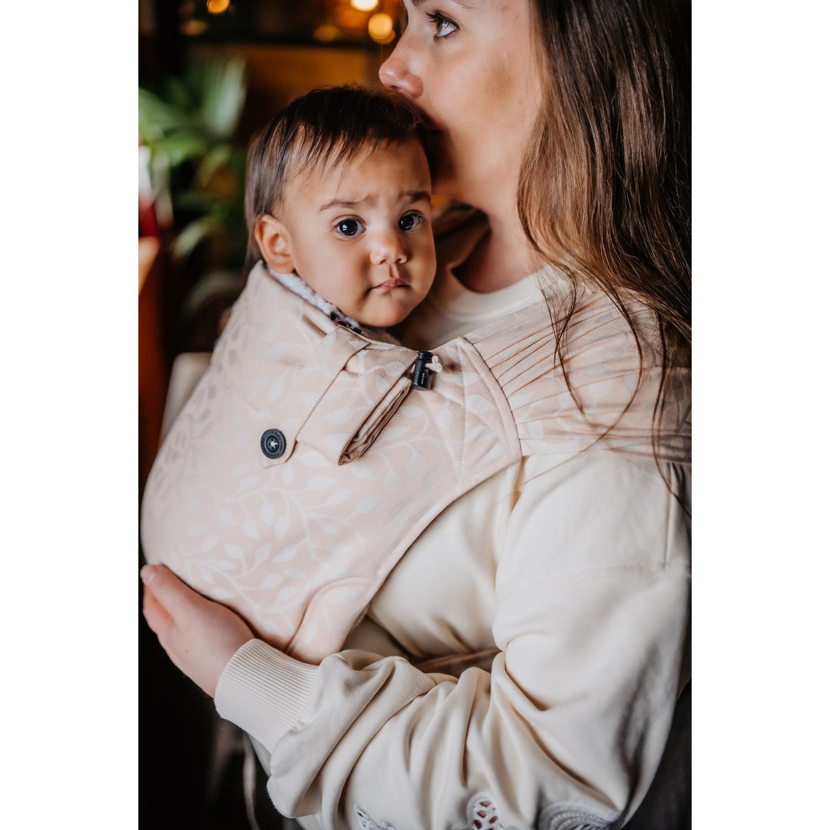 Baby carrier wrap & go baby - floral - soft peach color