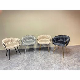 Eva Chair Velvet Black Gold Stel
