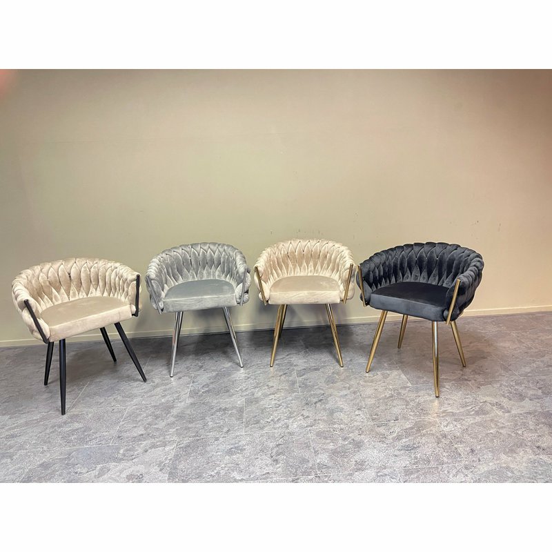 Eva Chair Velvet Black Gold Stel