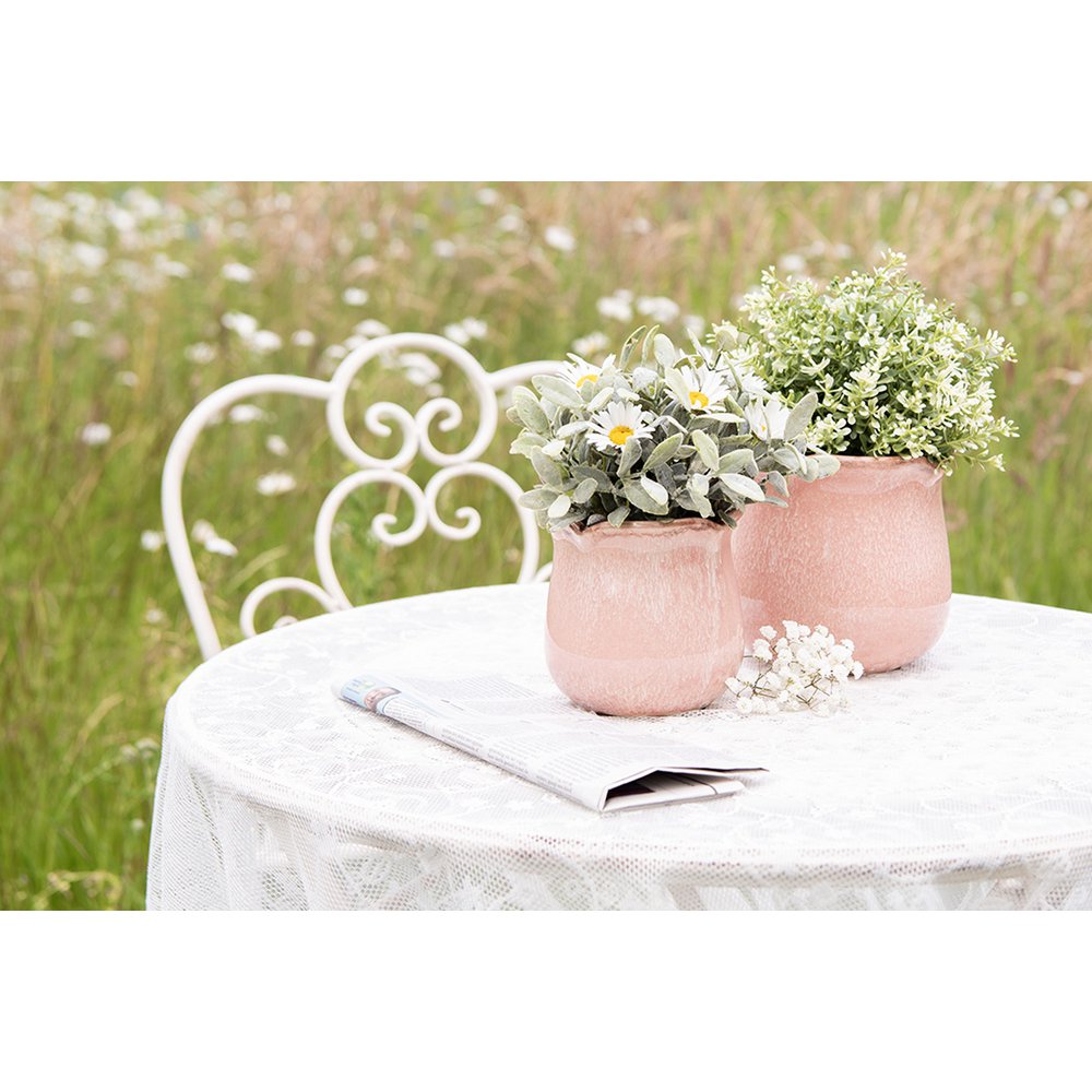 Flowerpot inside Ø 16x15 cm pink ceramic plant pot